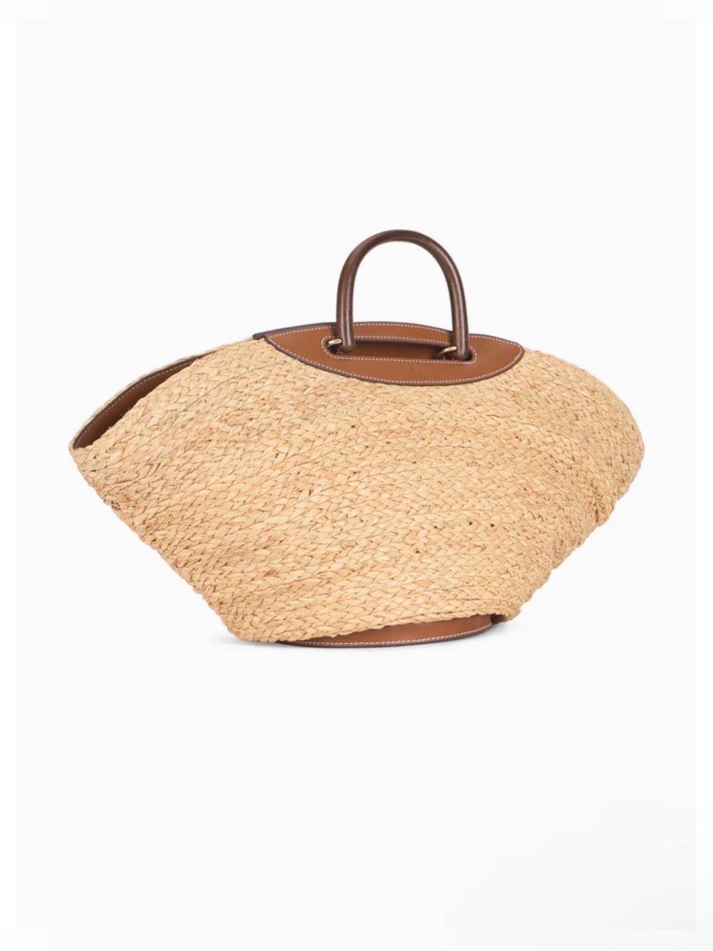 NWT Cult Gaia Woven Tote with Brown Leather Trim - Picture 3 of 4